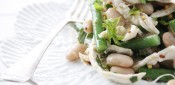 Gestational diabetes friendly Poached Chicken with Green Bean Salad & Mustard Dressing